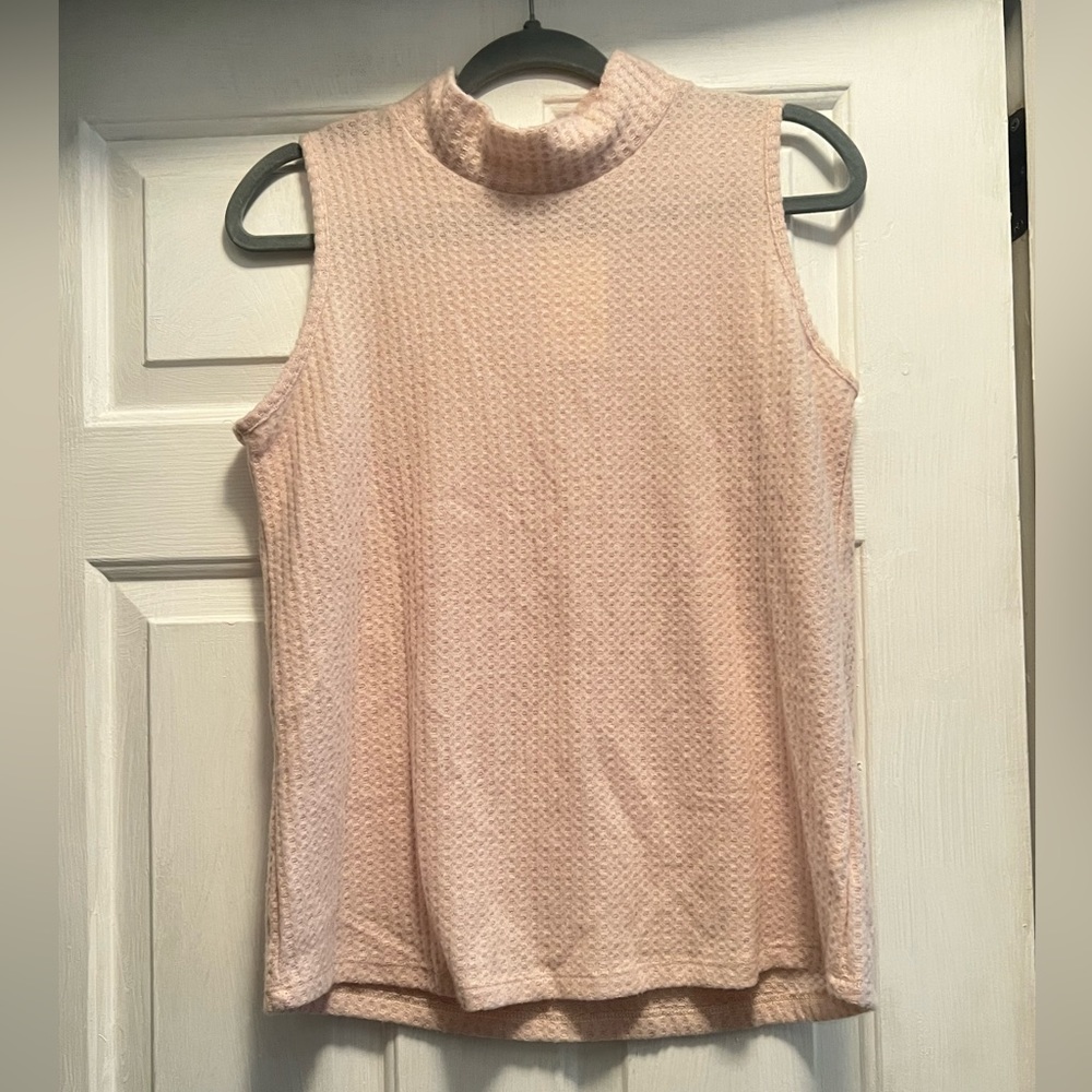 Size small light pink sleeveless sweater vest tank waffle knit